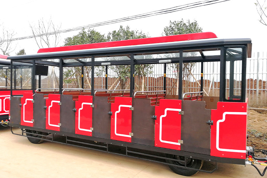 Elegante grande treno turistico senza binari semichiuso da 24 posti