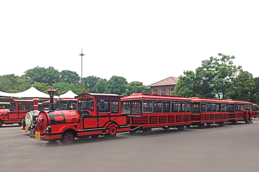 Elegante grande treno turistico senza binari semichiuso da 24 posti