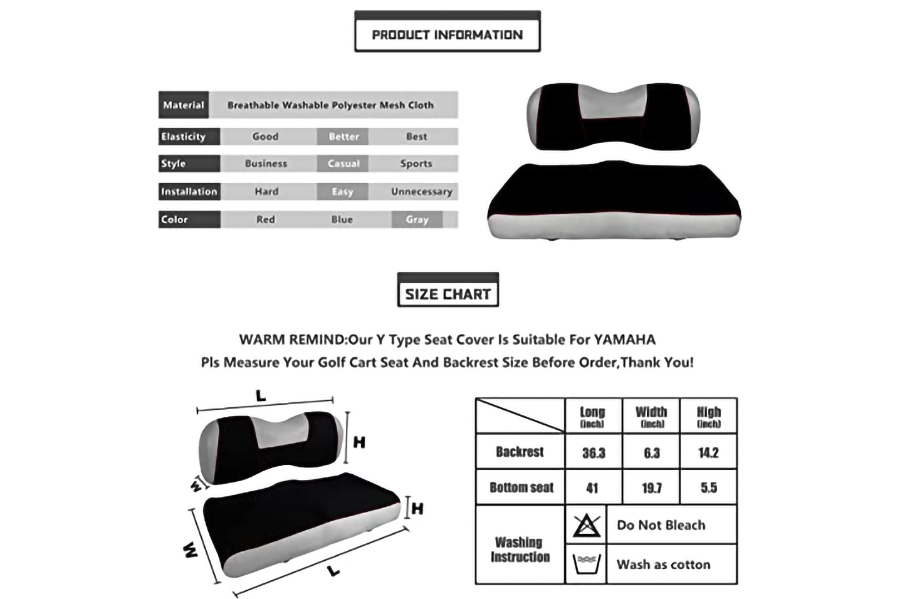 Coprisedili per carrello da golf Ytype grigio e nero