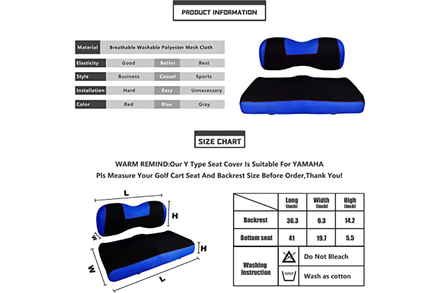 Coprisedili per carrello da golf Ytype blu e nero